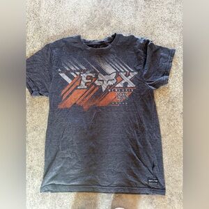 Fox Men's Charcoal Graphic Tee with Orange and White Print